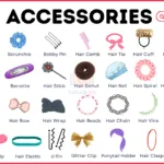 A comprehensive visual guide showing 50+ hair accessories with names and usage tips for students and fashion enthusiasts.