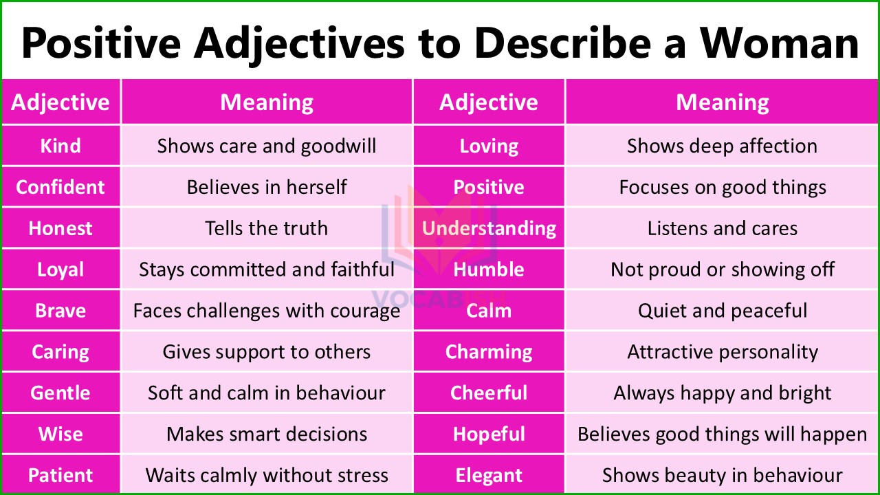 List of Positive Adjectives to Describe a Woman
