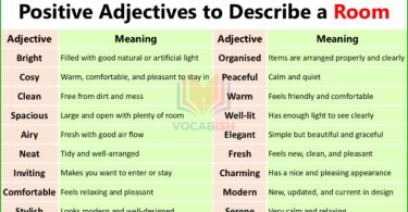 Positive Adjectives to Describe a Room in English