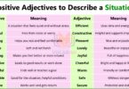 Positive Adjectives to Describe a Situation in English
