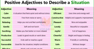 Positive Adjectives to Describe a Situation in English