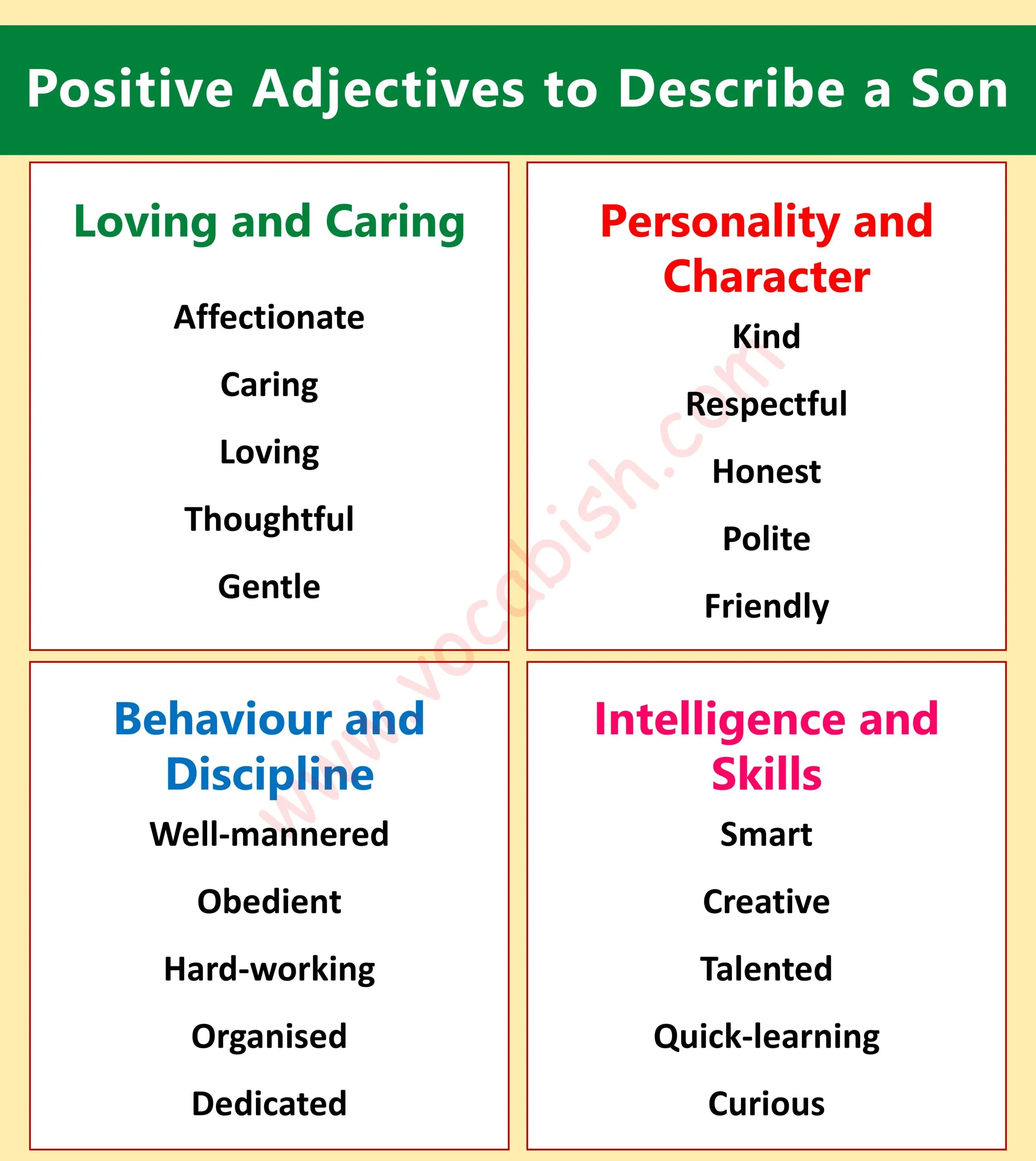 Positive Adjectives to Describe a Son