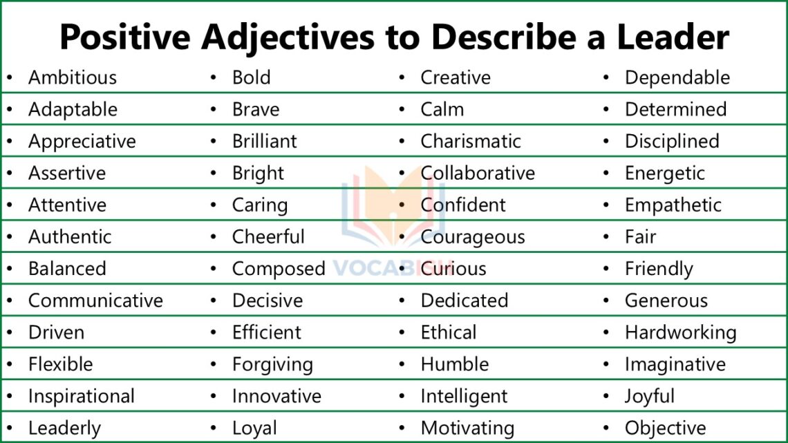 Positive Adjectives for a Leader