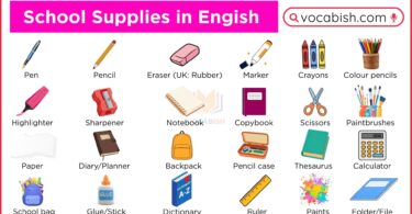 School Supplies in Engish