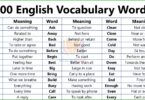 100 English Vocabulary Words with Meanings