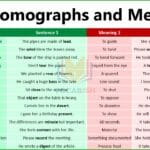 Homographs in English with Meanings