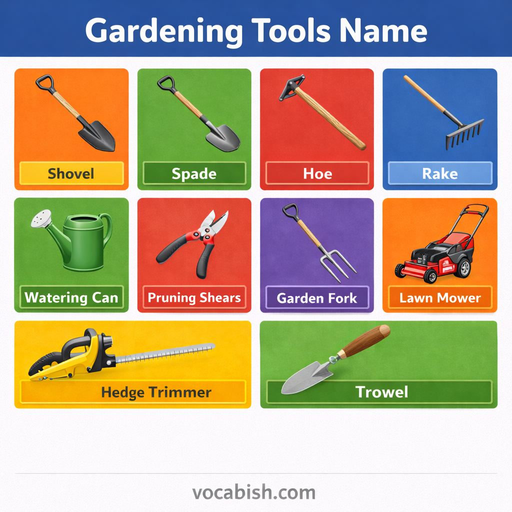 List of Gardening Tools with Images