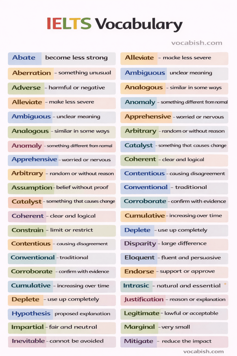 500+ IELTS Vocabulary Words with Meanings and PDF | Vocabish