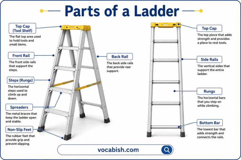 Parts of a Ladder with Labeled Diagram
