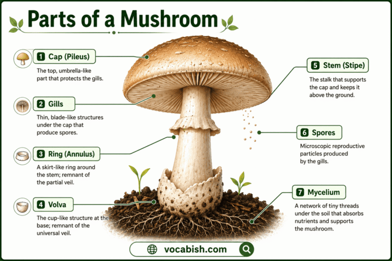 Parts of a Mushroom Labeled Diagram