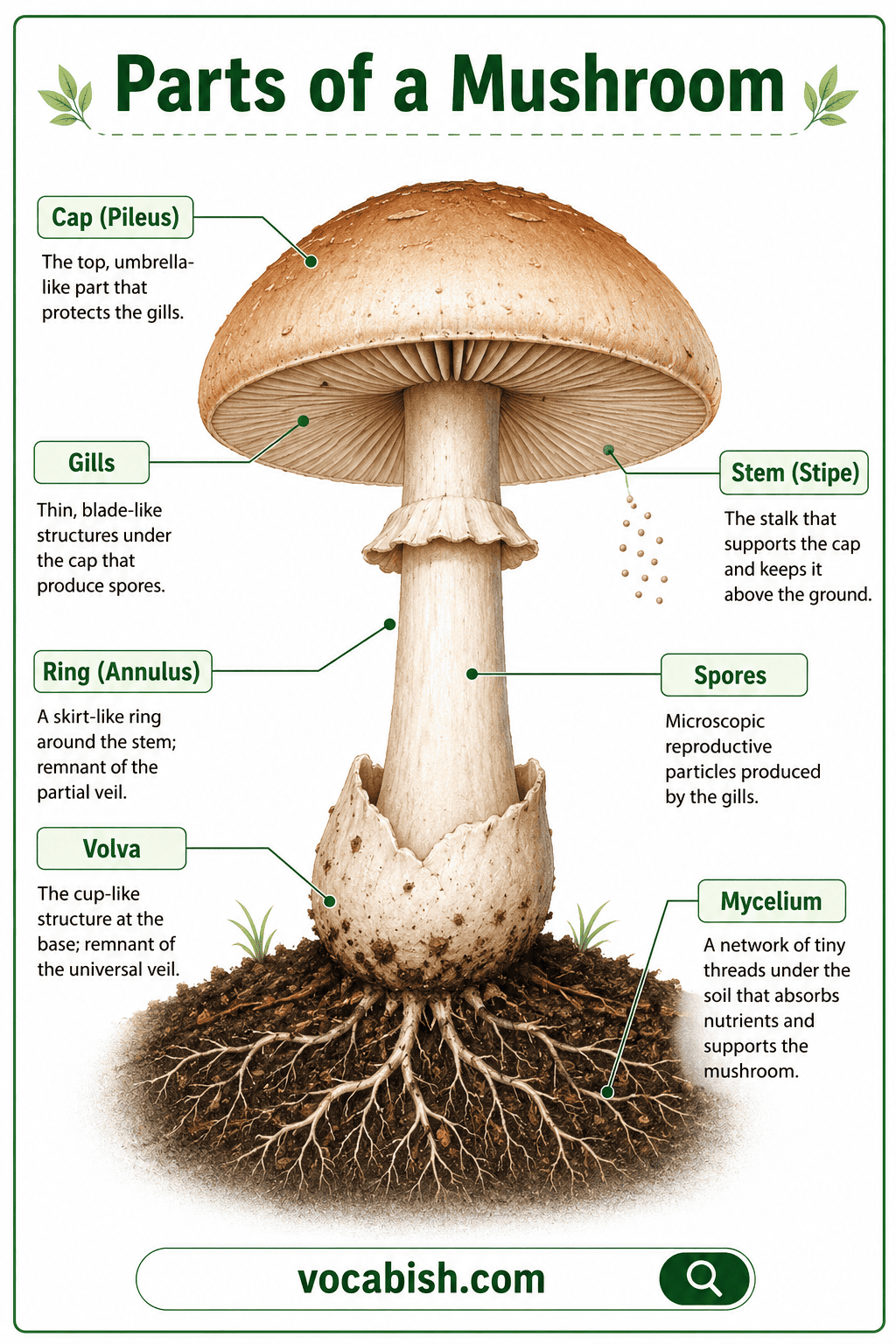 Parts of a Mushroom and Their Functions