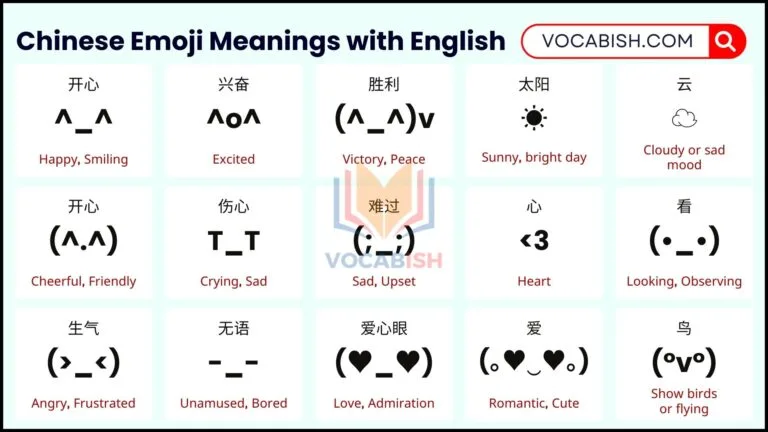 Chinese Emoji Meanings with English
