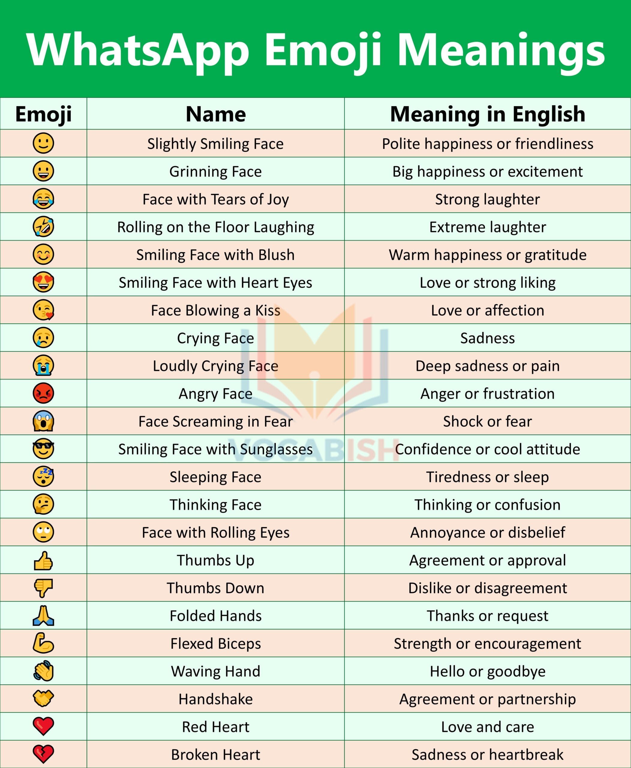 WhatsApp Emoji Meanings in English