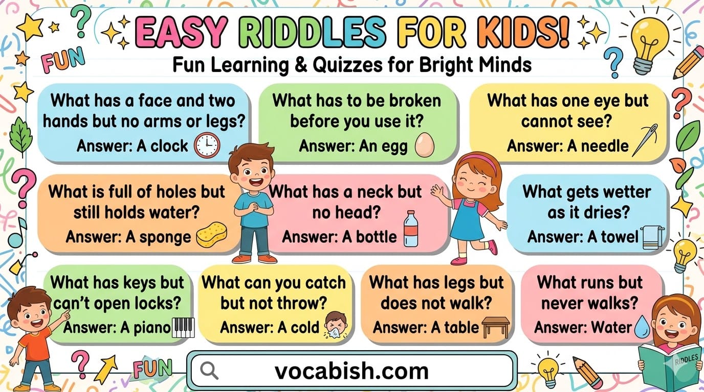 100 Easy Riddles with Answers for Kids
