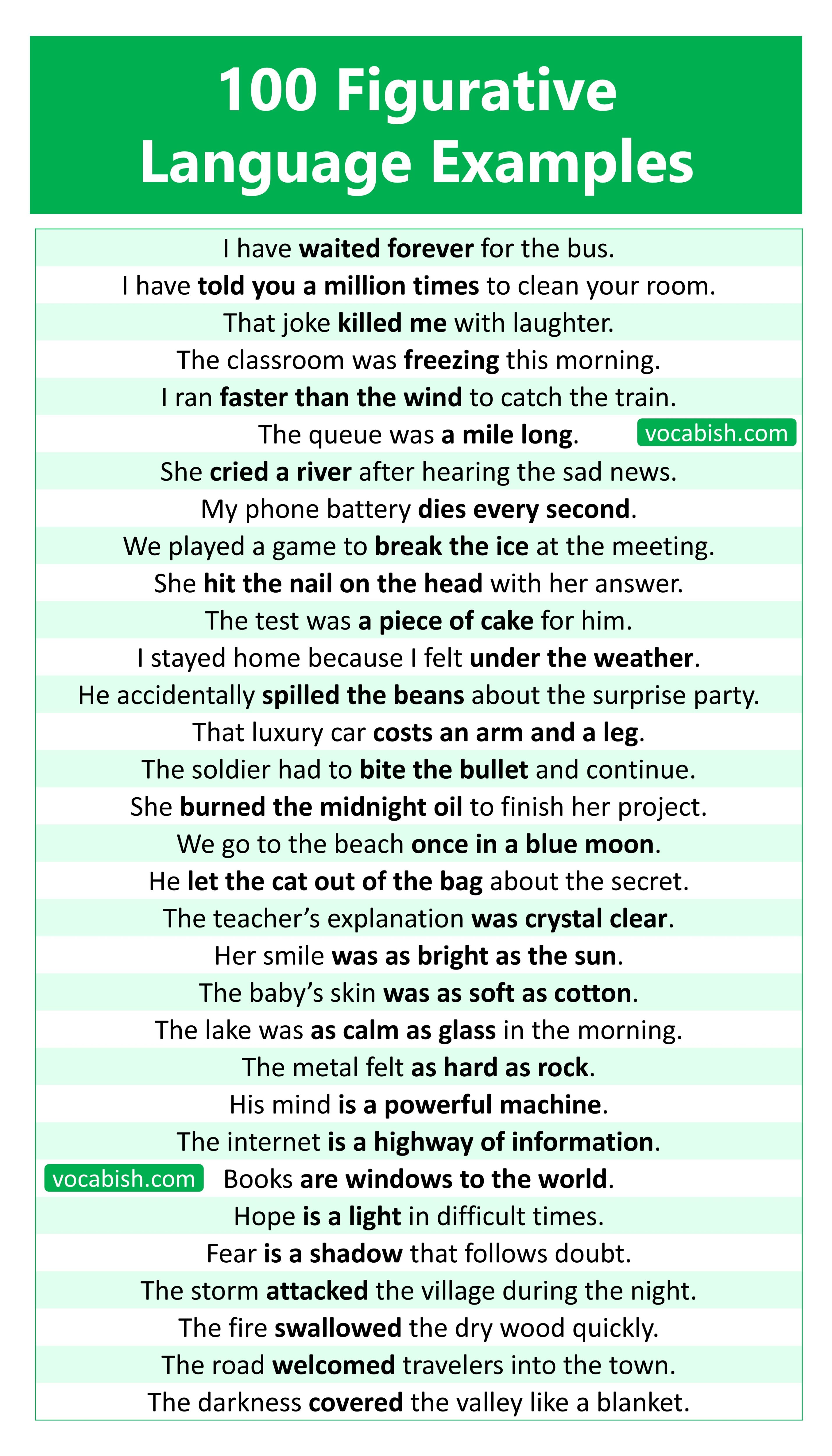 100 Examples of Figurative Language