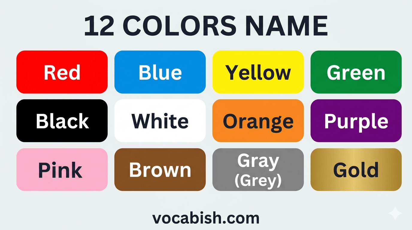 12 Colors Name in English