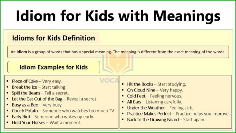 Definition and Examples of Idioms for Kids