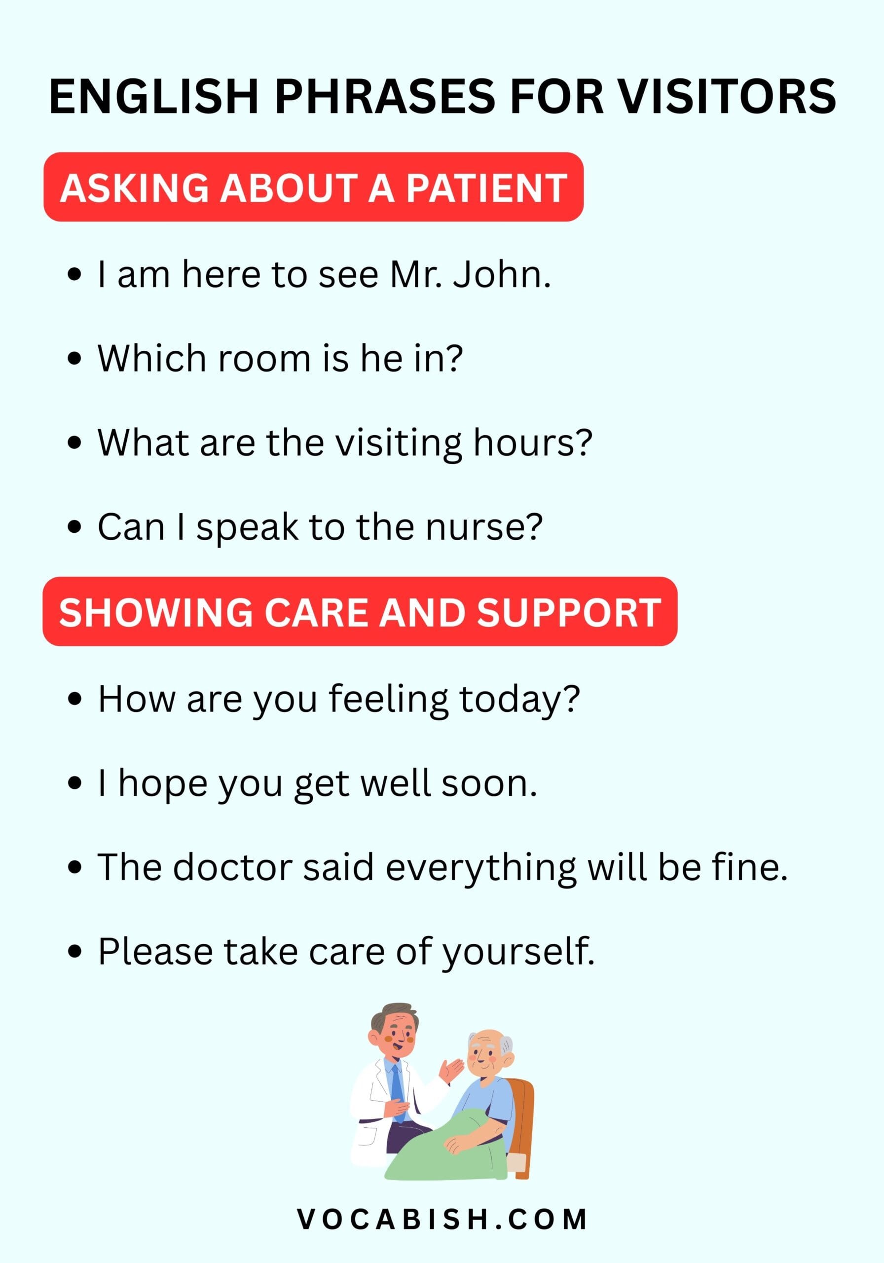 English Phrases for Hospital Visitors