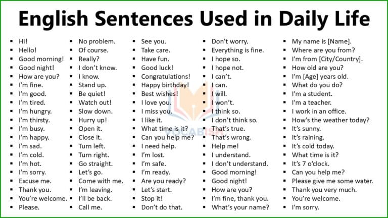 English Sentences Used in Daily Life
