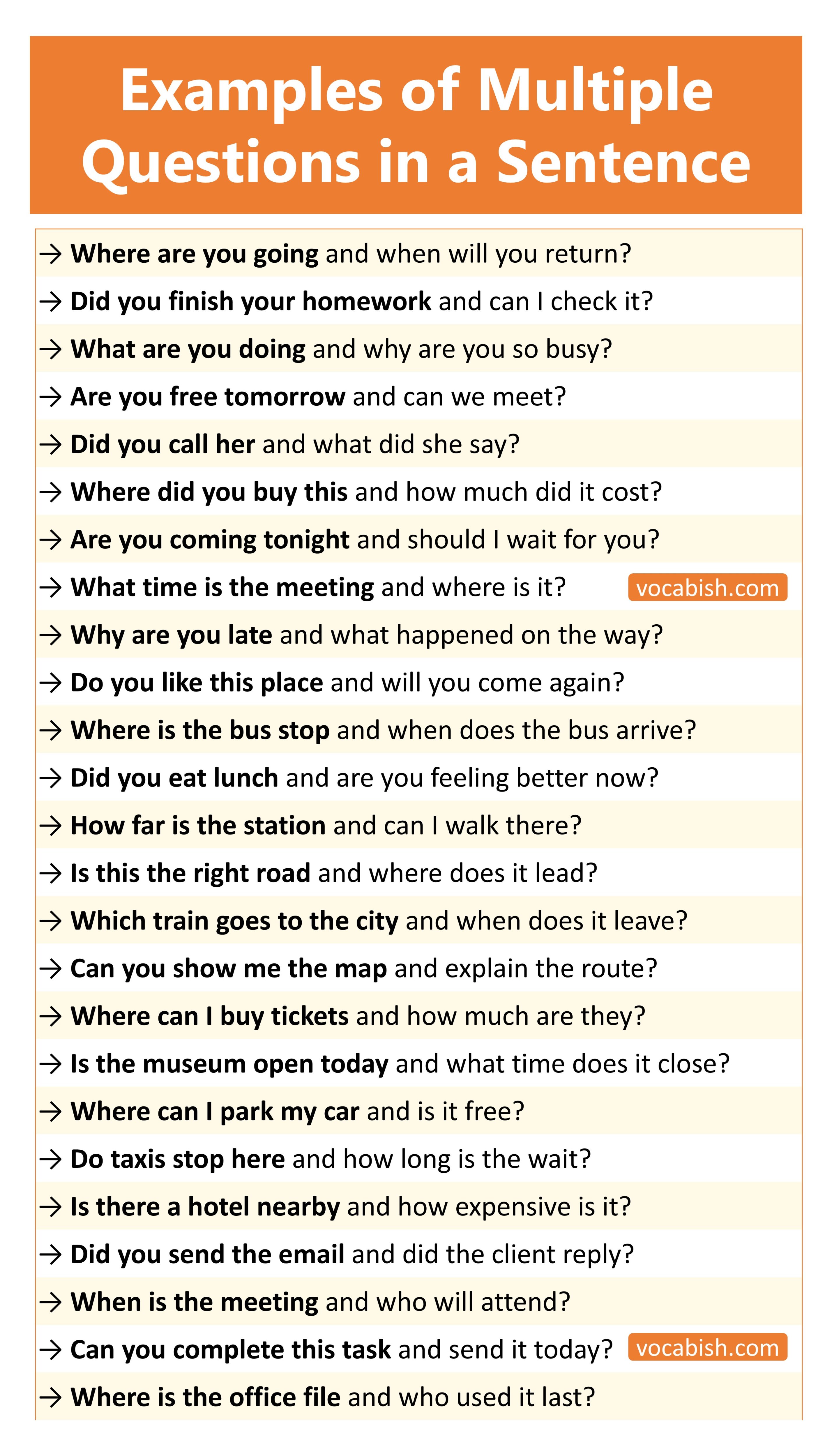 Examples of Multiple Questions in a Sentence