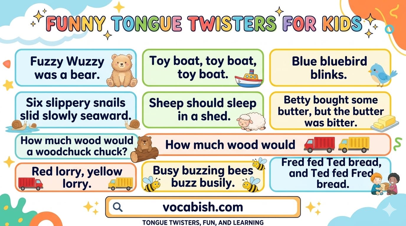 30 Funny Tongue Twisters for Kids – Learn English Pronunciation