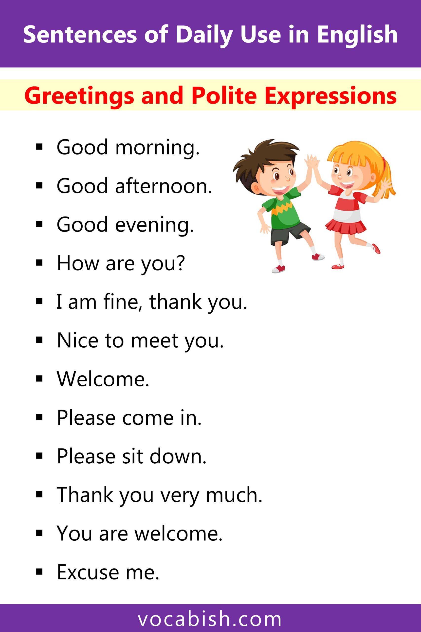 Daily Used Greetings and Polite Expressions