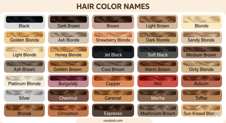 Hair Color Names and Shades with Pictures