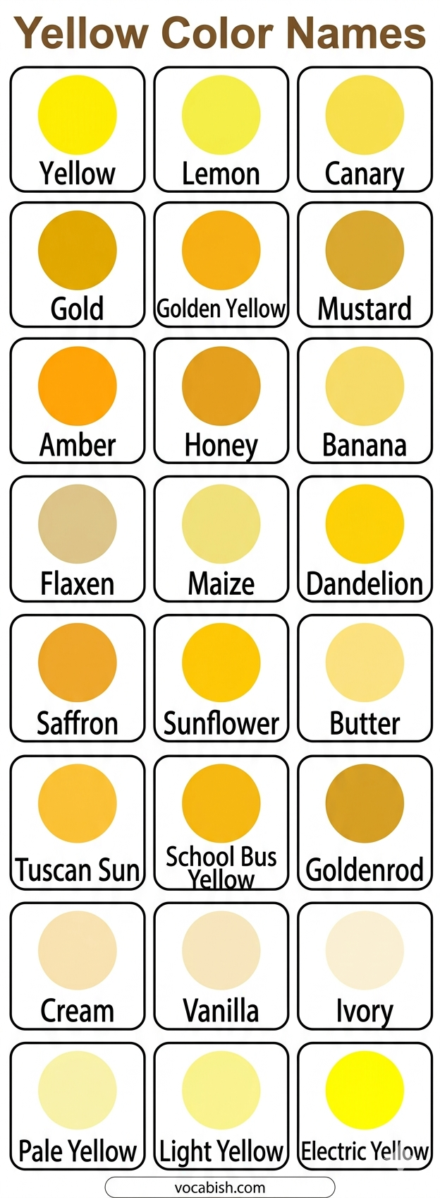 List of All Yellow Color Names