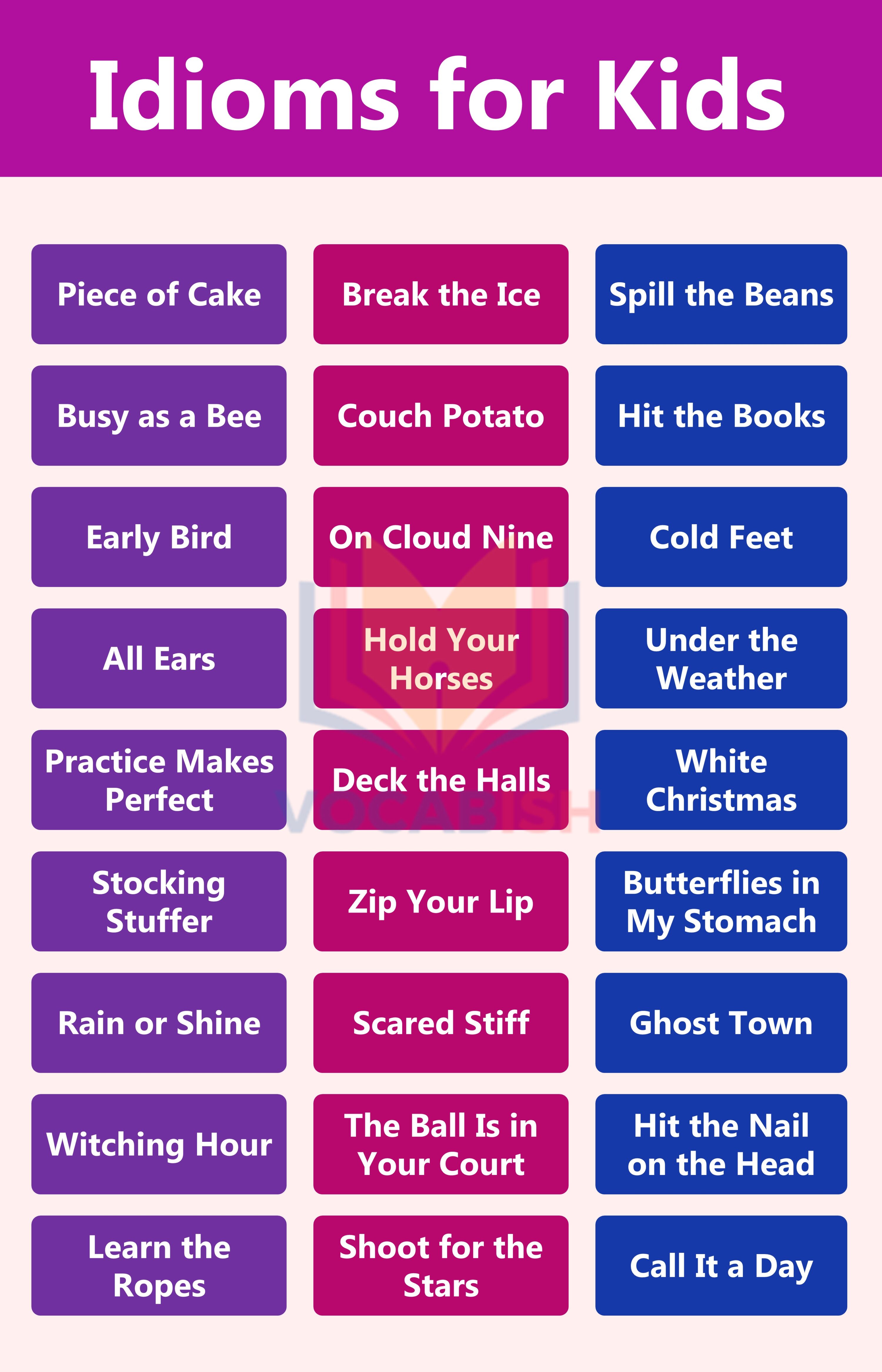 List of Idioms for Kids