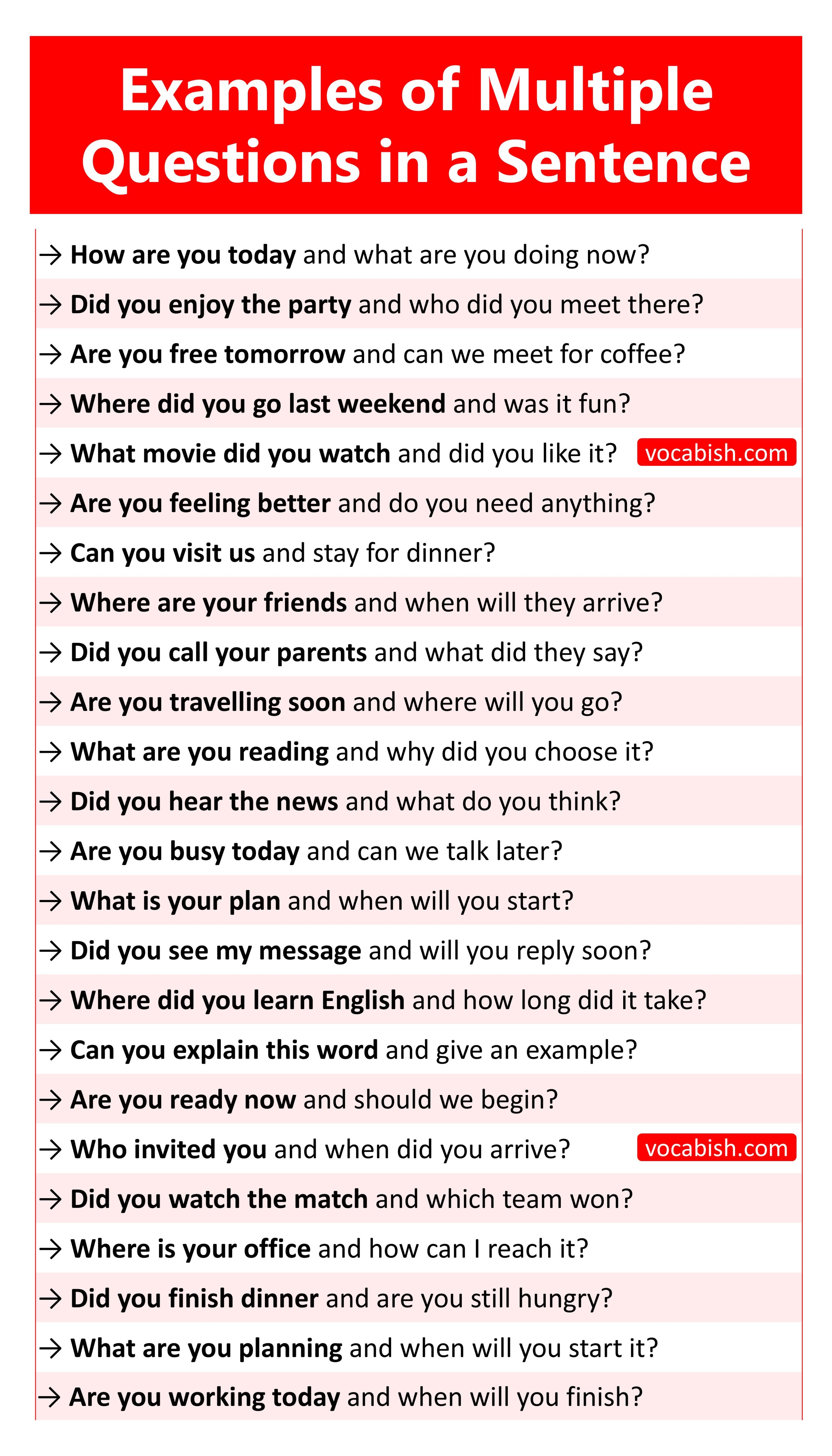 Multiple Questions in a Sentence Uses and Examples