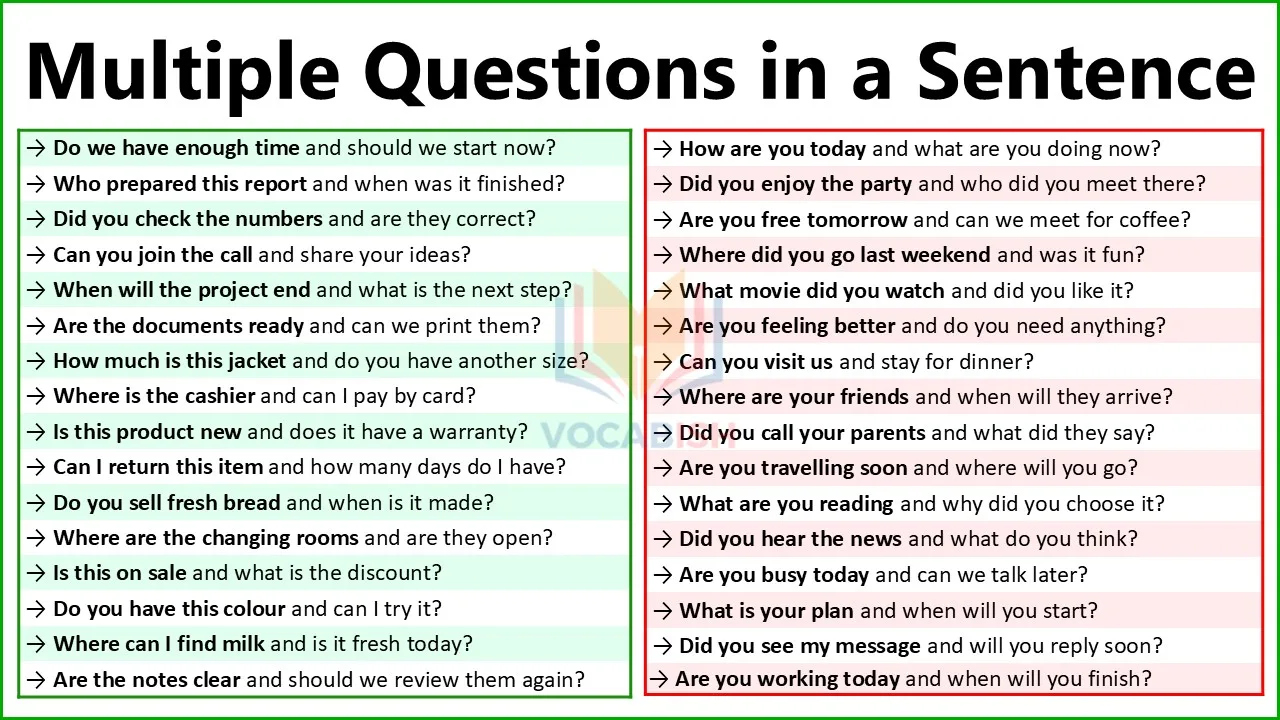 Multiple Questions in a Sentence