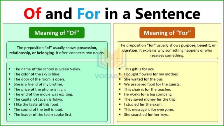 Of and For in a Sentence
