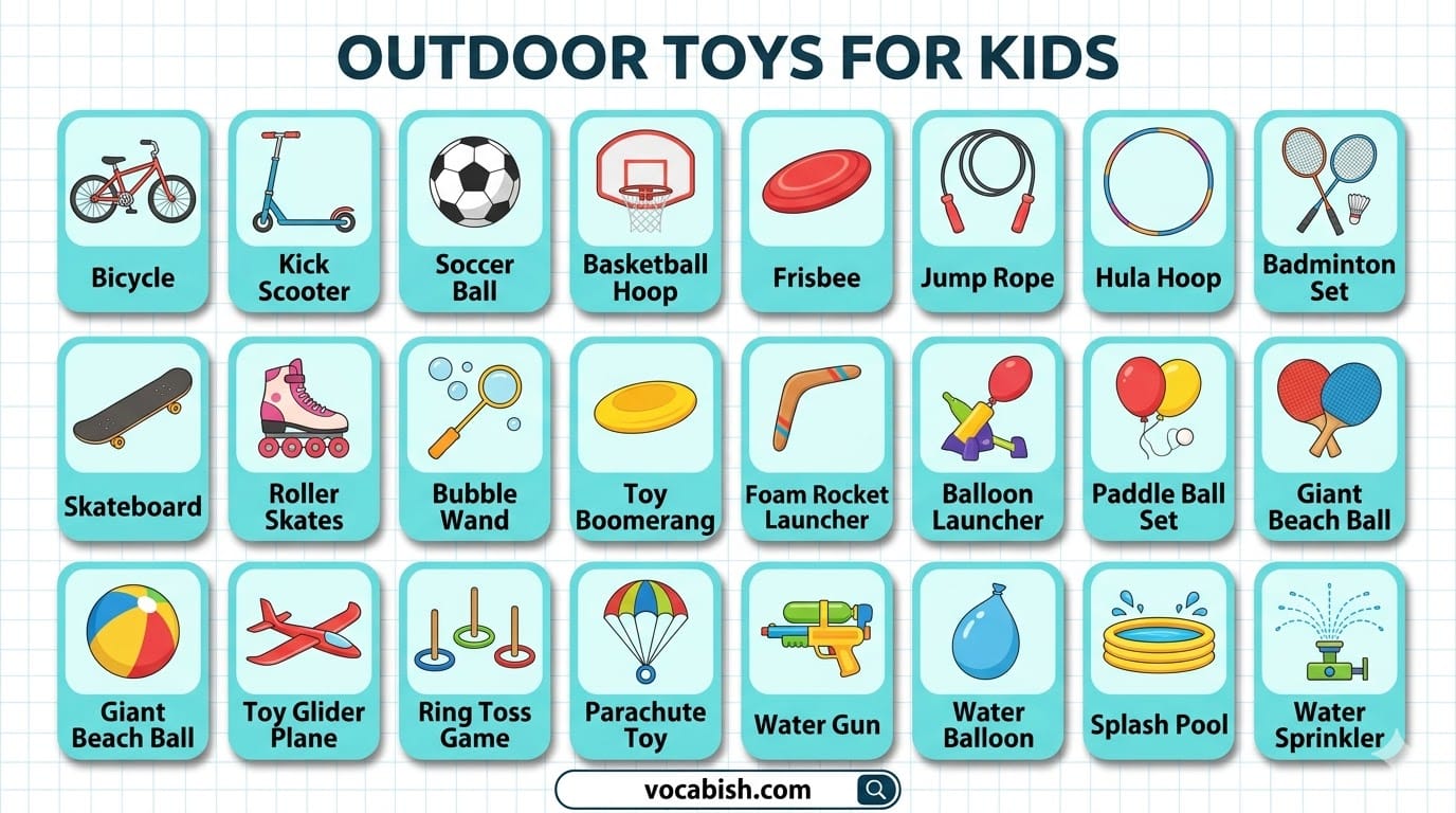 Outdoor Toys for Kids: Learn Outdoor Toy Names in English
