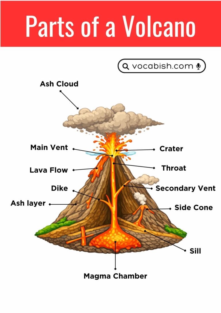 Parts of a Volcano: Functions and Labeled Diagram | Vocabish