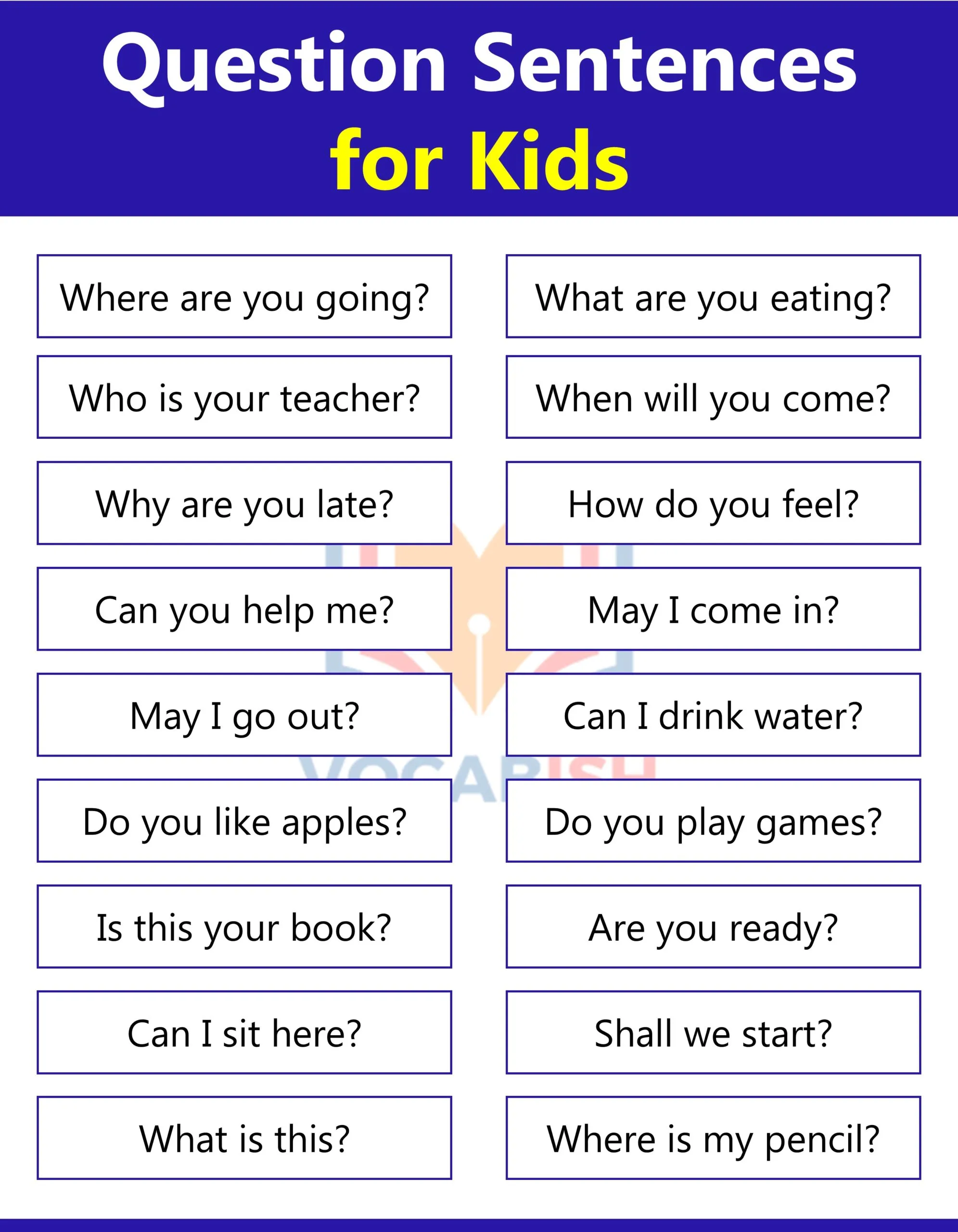 Question Sentences for Kids