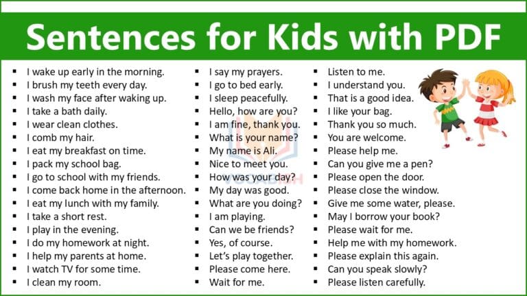 Sentences for Kids PDF