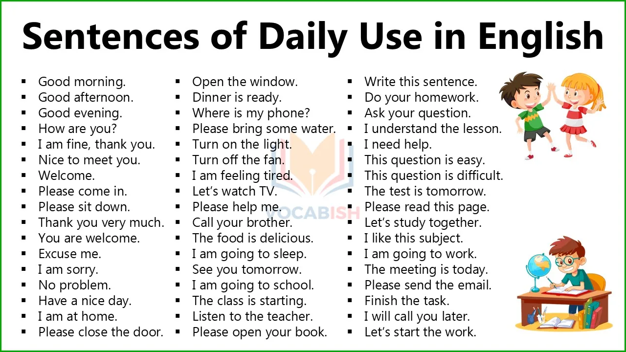 Sentences of Daily Use in English with PDF
