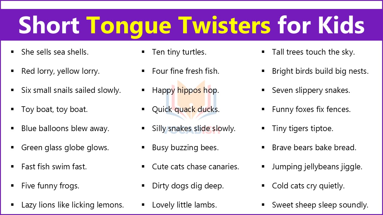 Short Tongue Twisters for Kids PDF