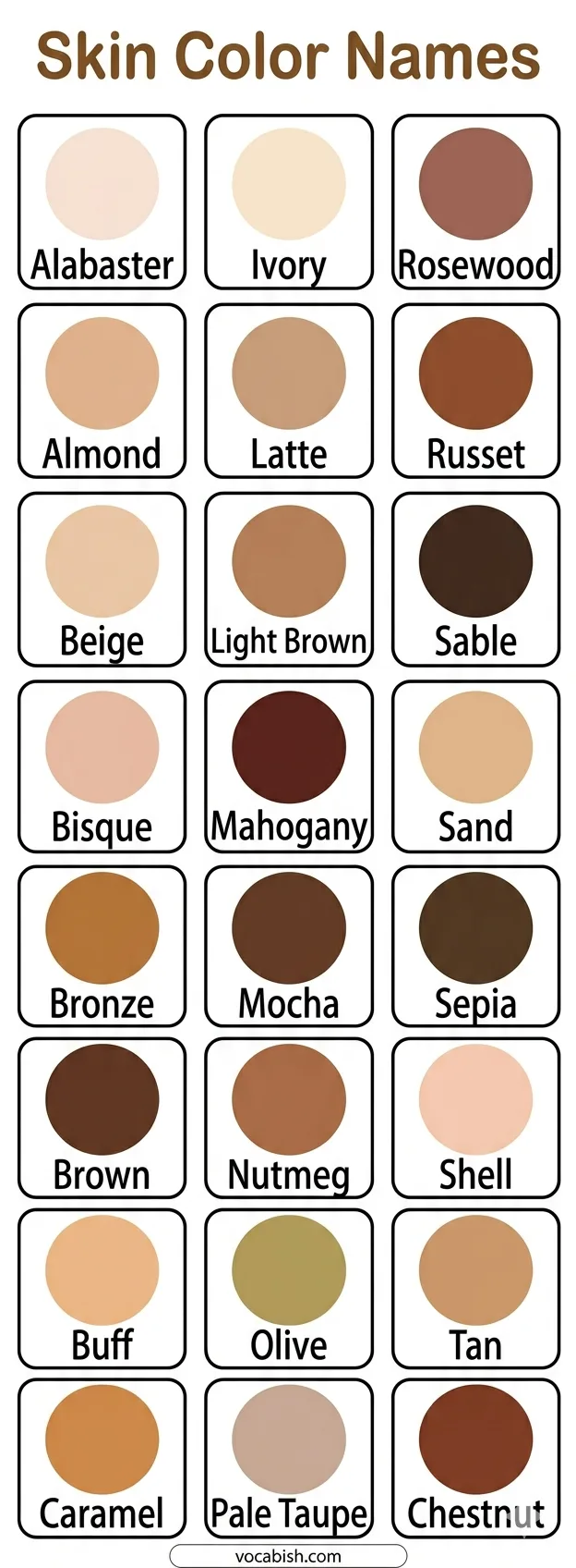 Skin Color Names with Pictures
