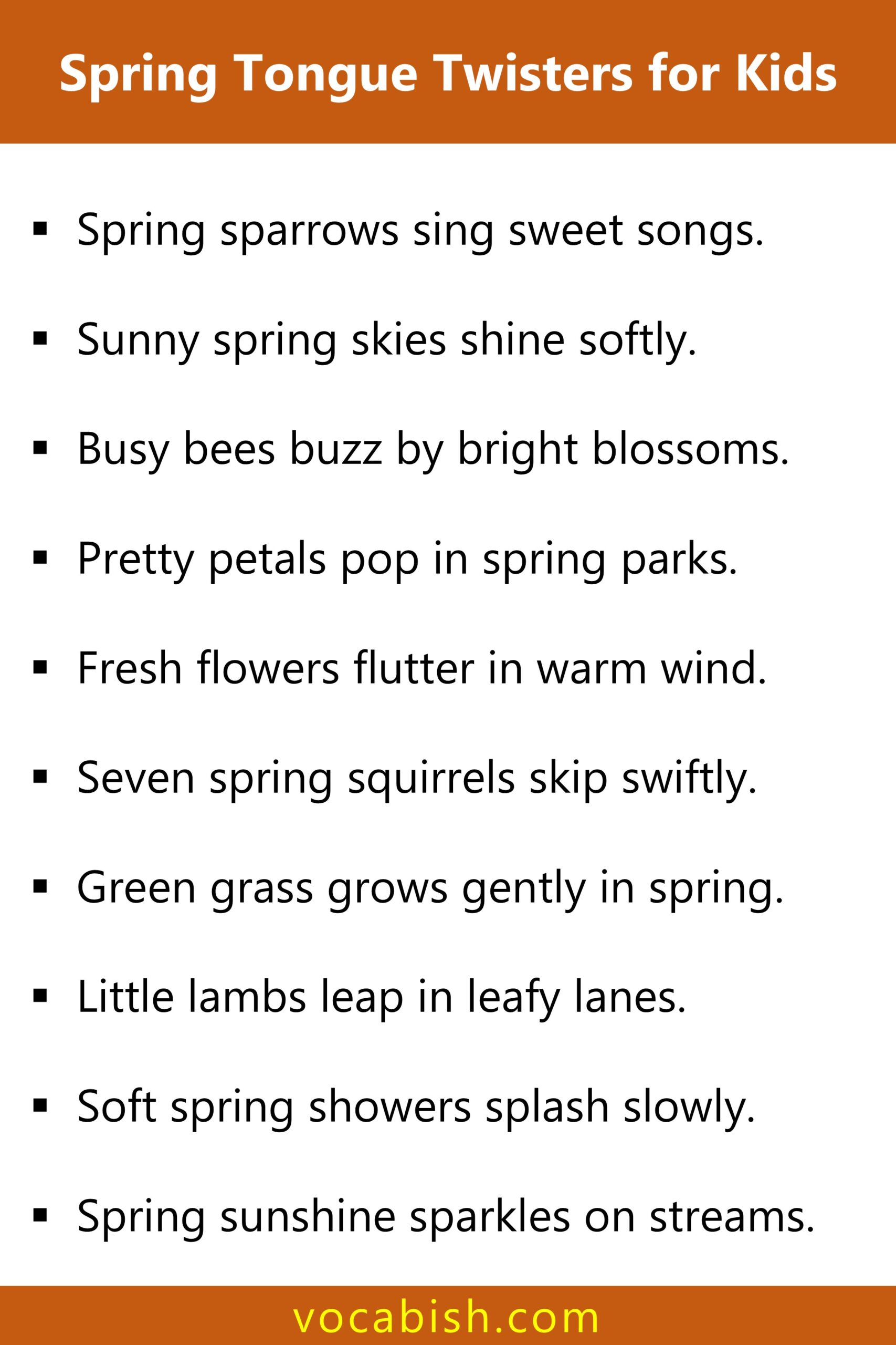 Spring Tongue Twisters for Kids