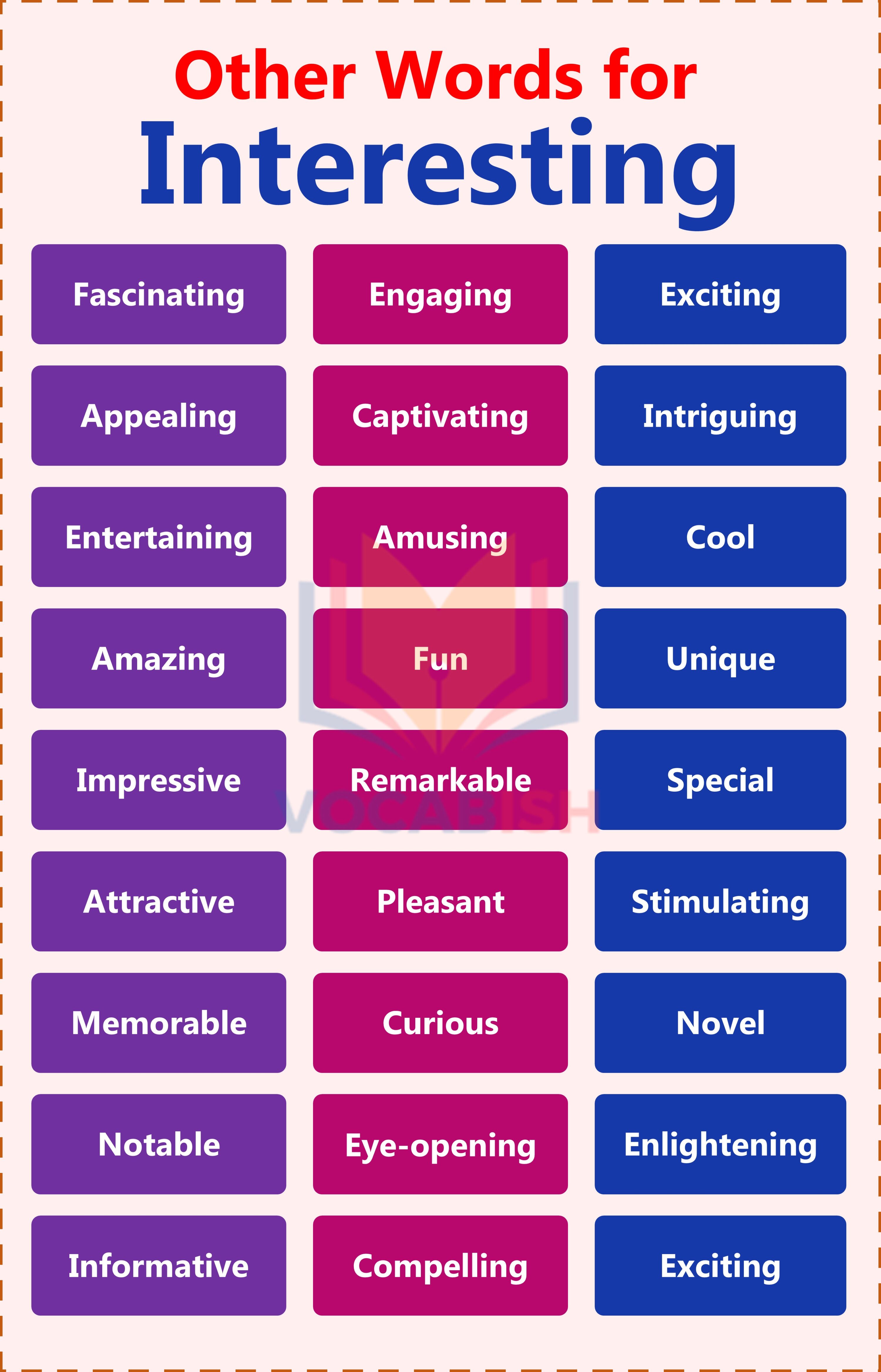 Synonyms for Interesting in English with Meanings