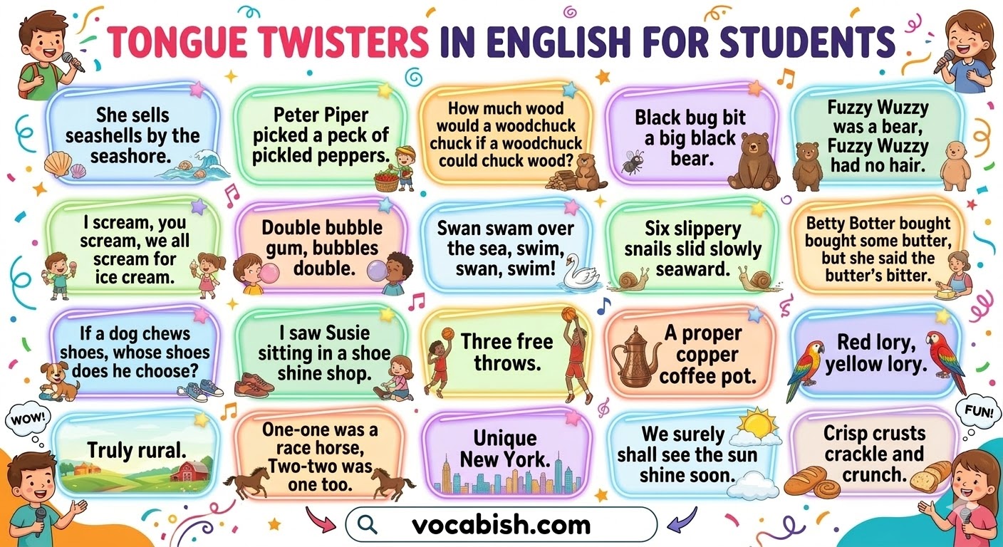 50 Tongue Twisters in English for Students
