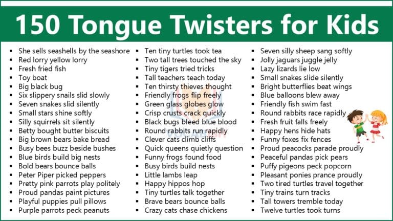 Tongue Twisters for Kids in English PDF