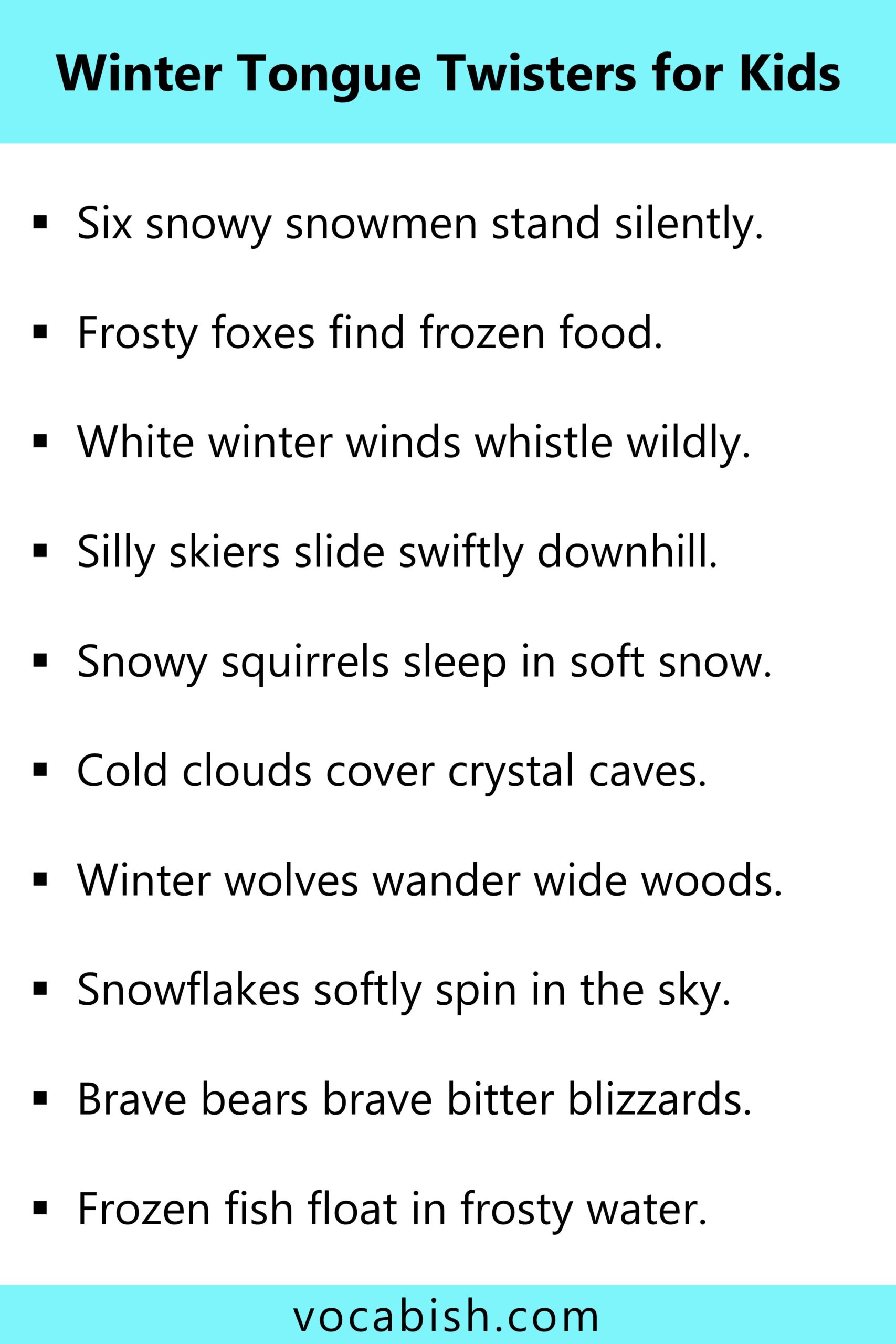 Winter Tongue Twisters for Kids