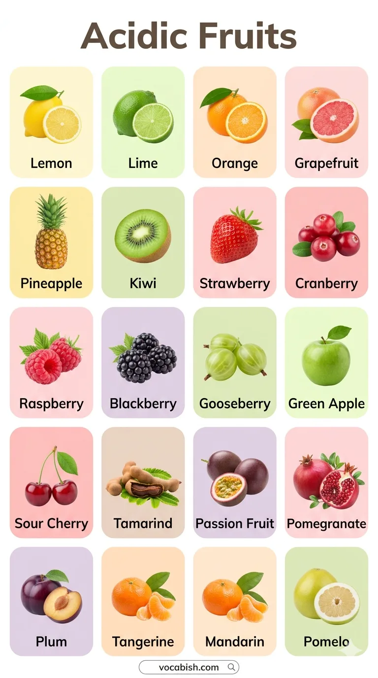 Acidic Fruits Name in English with Pictures