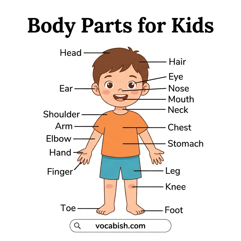 Body Parts for Kids in English with Definitions