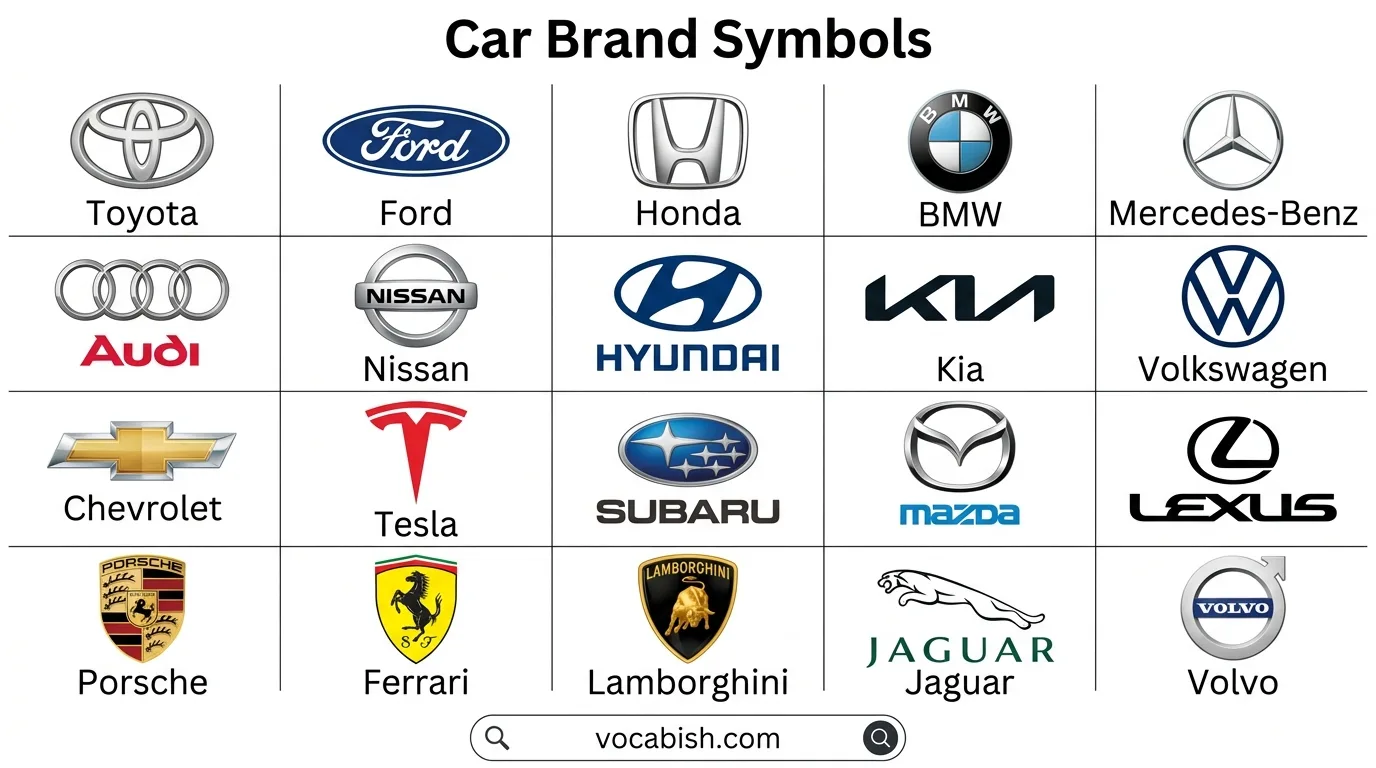 A to Z Car Brand Symbols and Names with Their Pictures