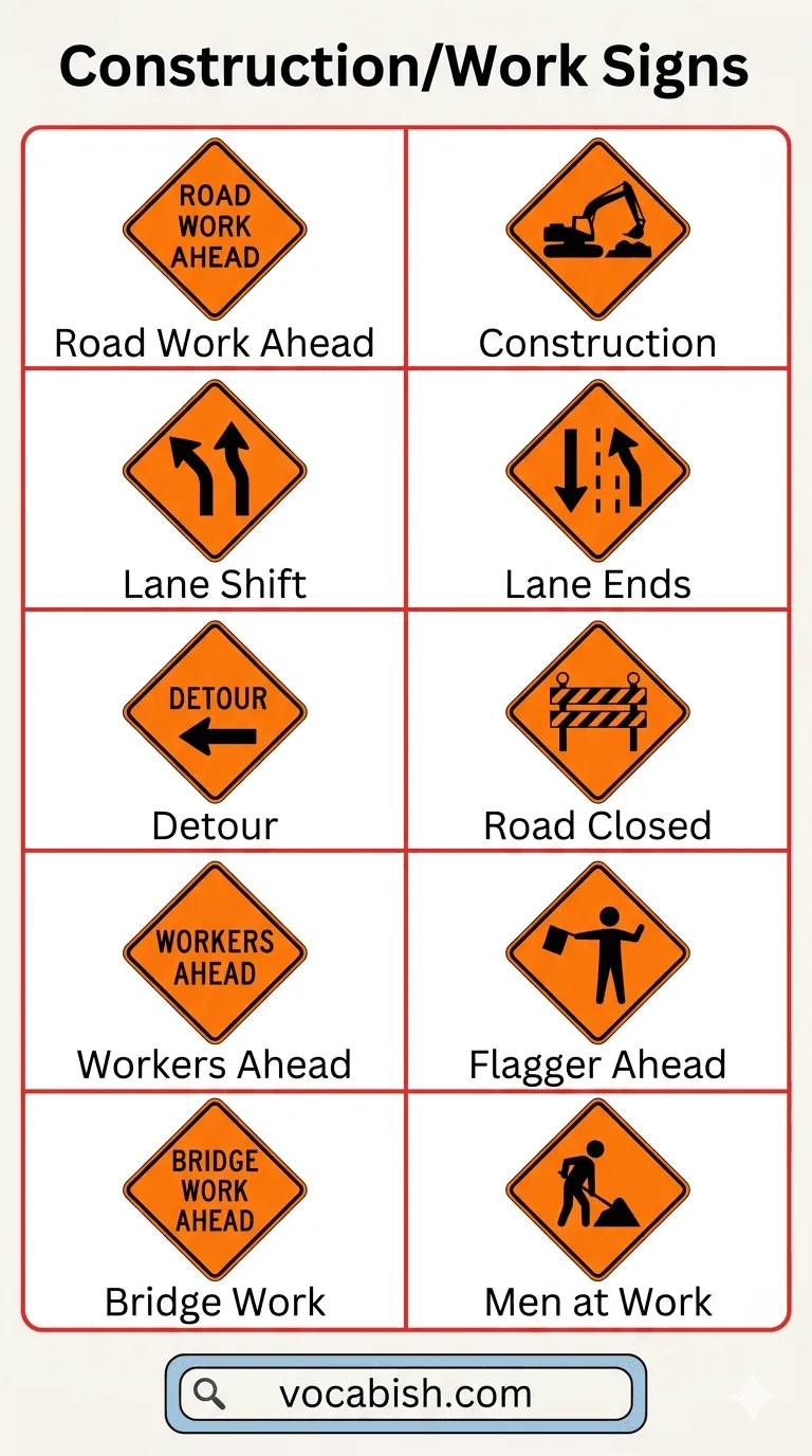 Construction Signs with Meanings and Pictures
