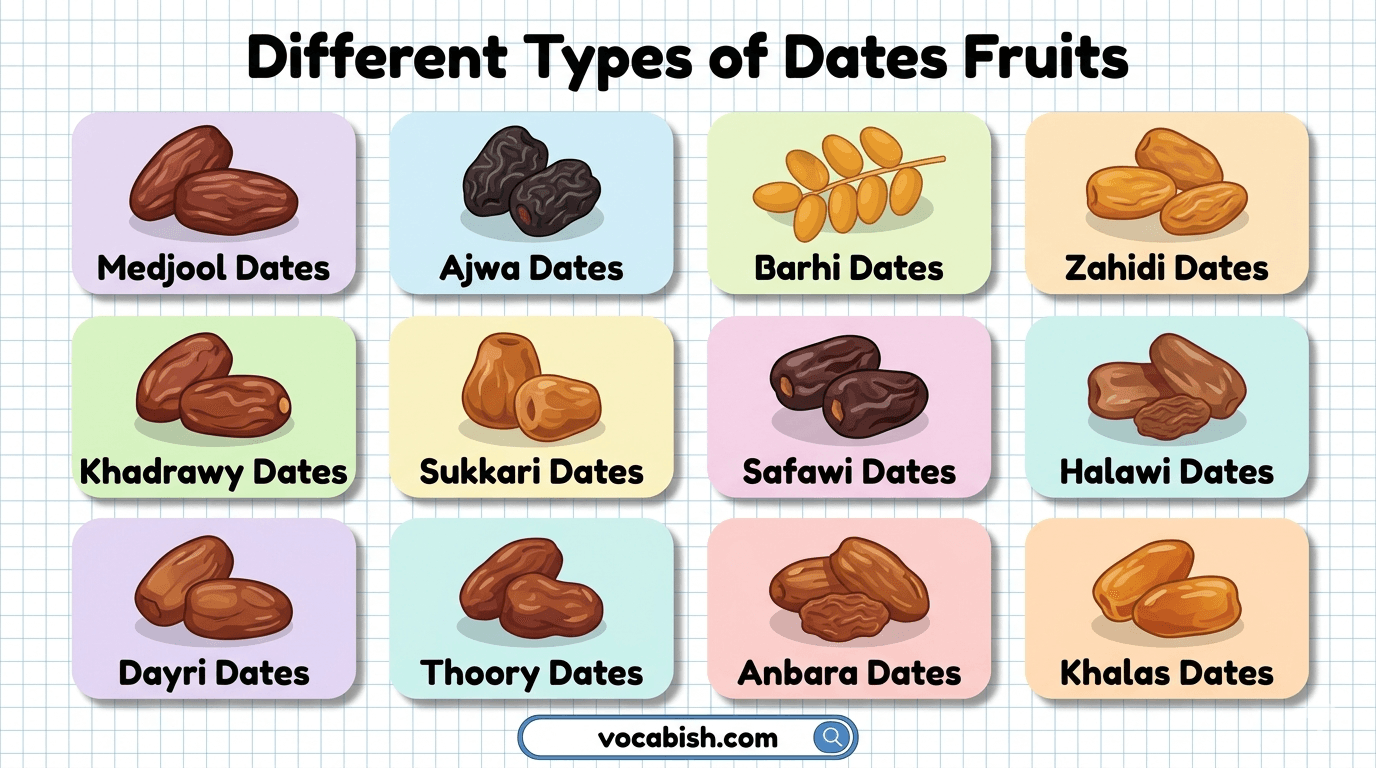 Types of Dates Fruit with Names, List, and Images