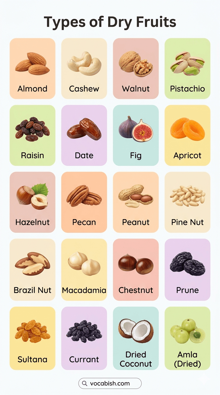 Dry Fruits Name in English with Pictures